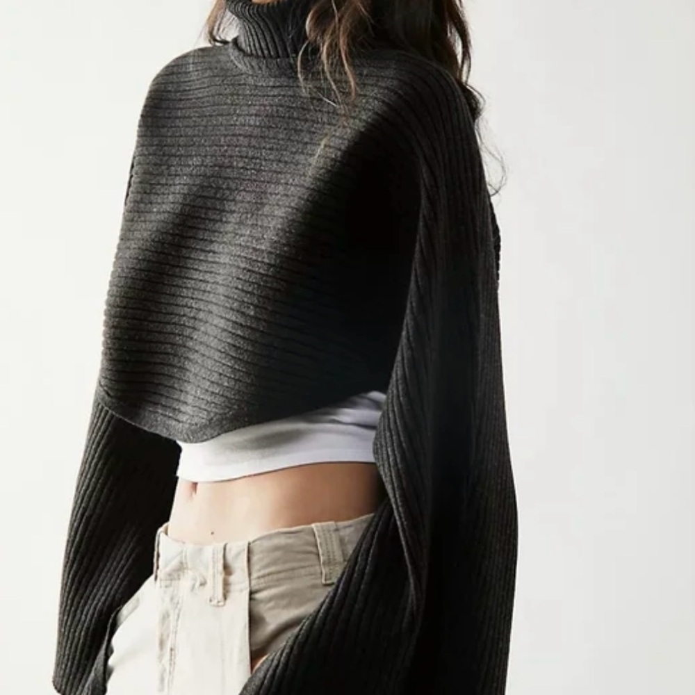 Free People‎ Billie Mock Neck Sweater Size XS in Carbon Copy Color